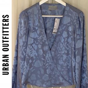 Urban Outfitters Jacquard Surplice Long Sleeve Top